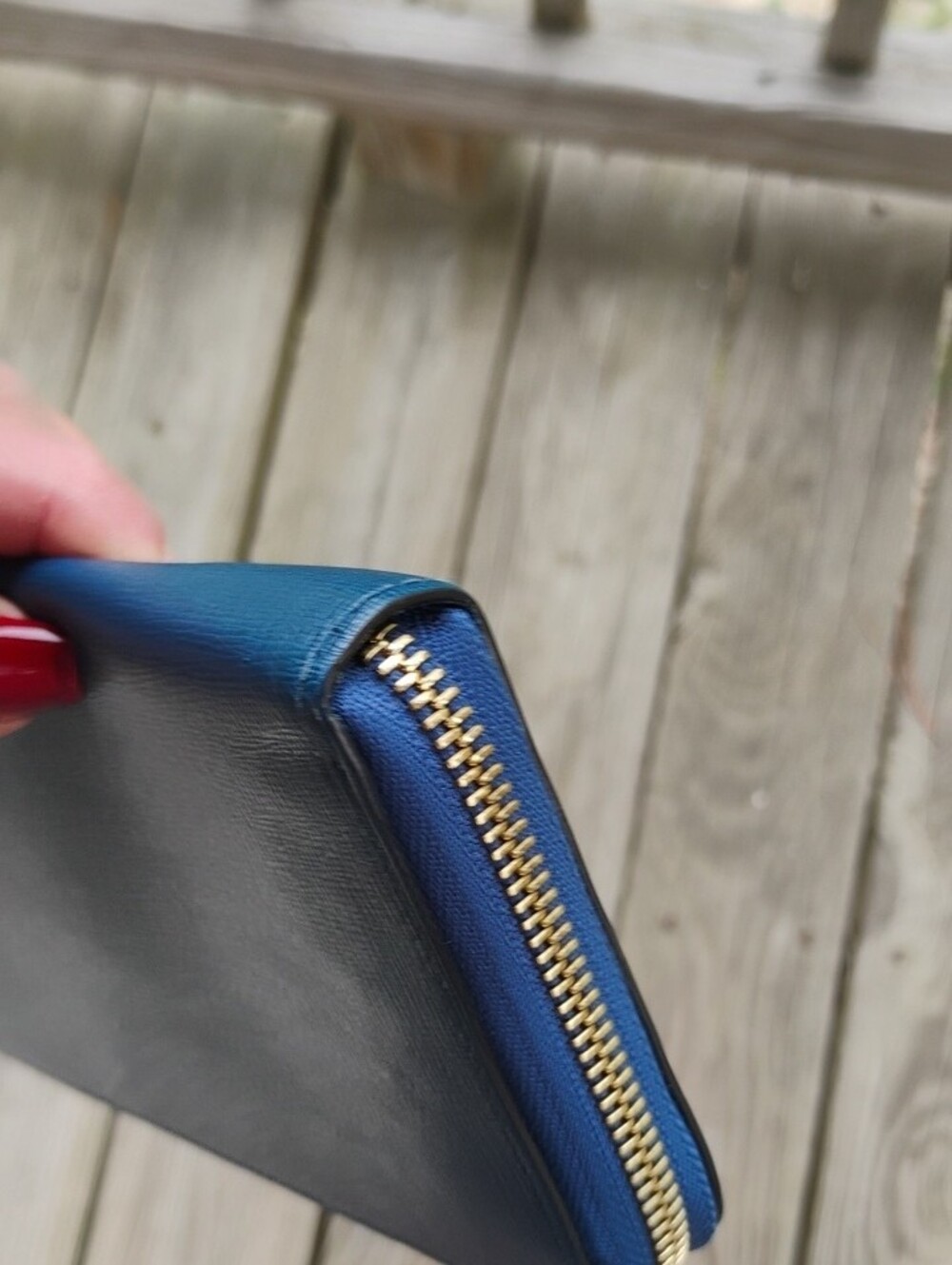 Furla Teal-Blue Zip Around Leather Wallet with COA - Picture 6 of 9